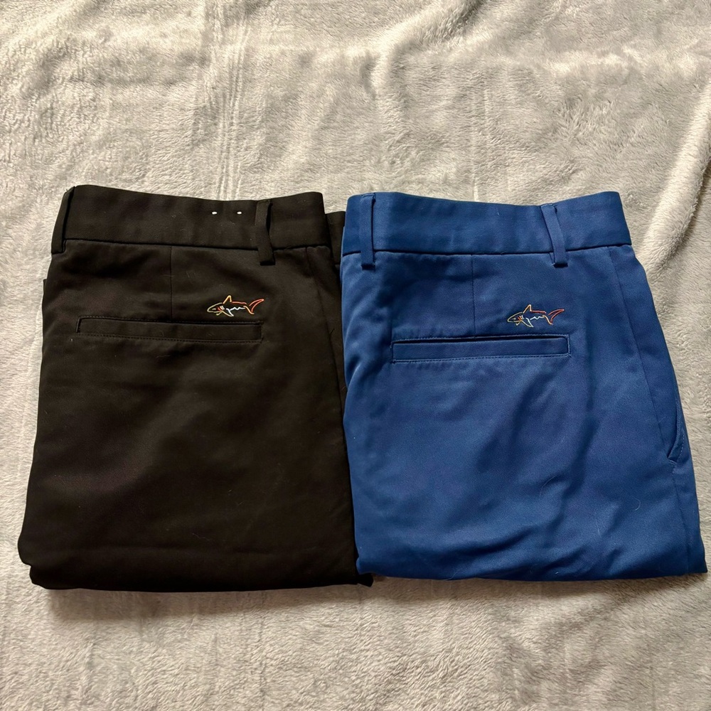 Lot Of 2 Greg Norman for Tasso Elba Golf Shorts Mens Size 34‎ Blue / Black